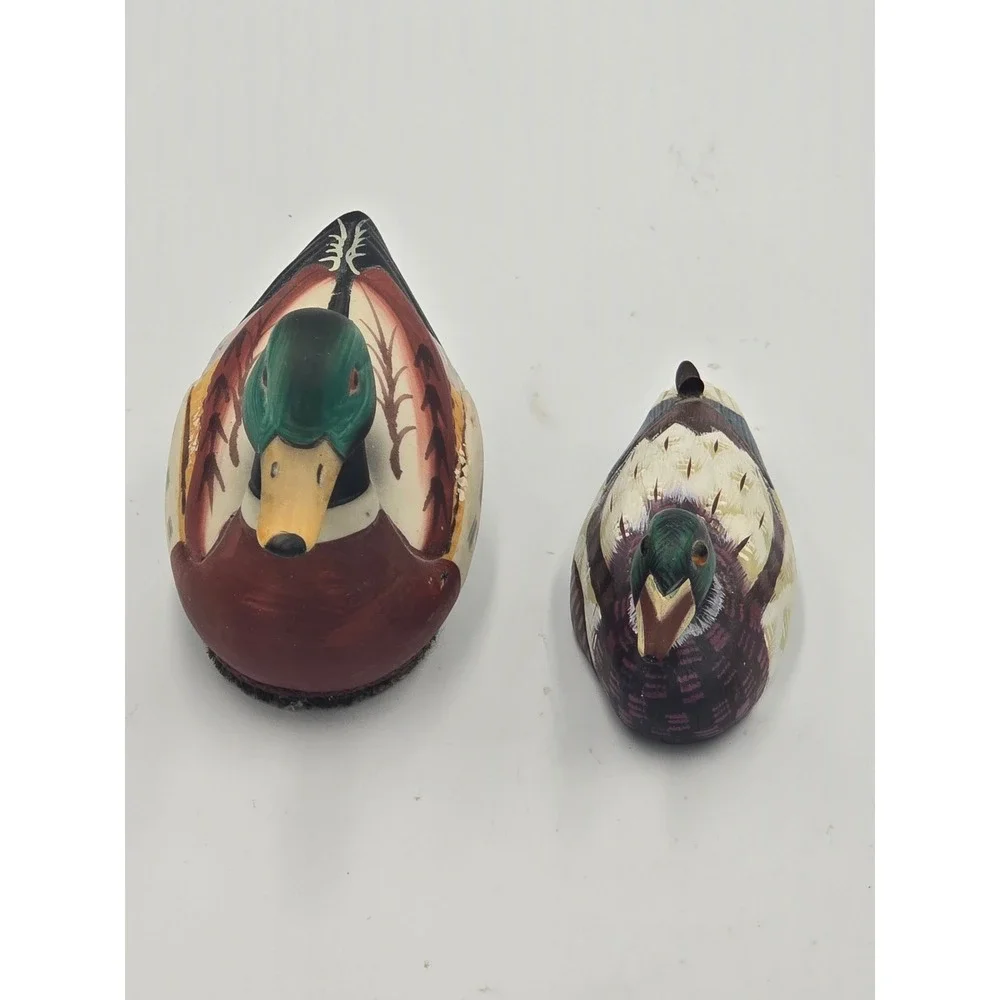 Vintage Style Hand Painted Resin Duck Decoy Figurines Mallard Set of 2